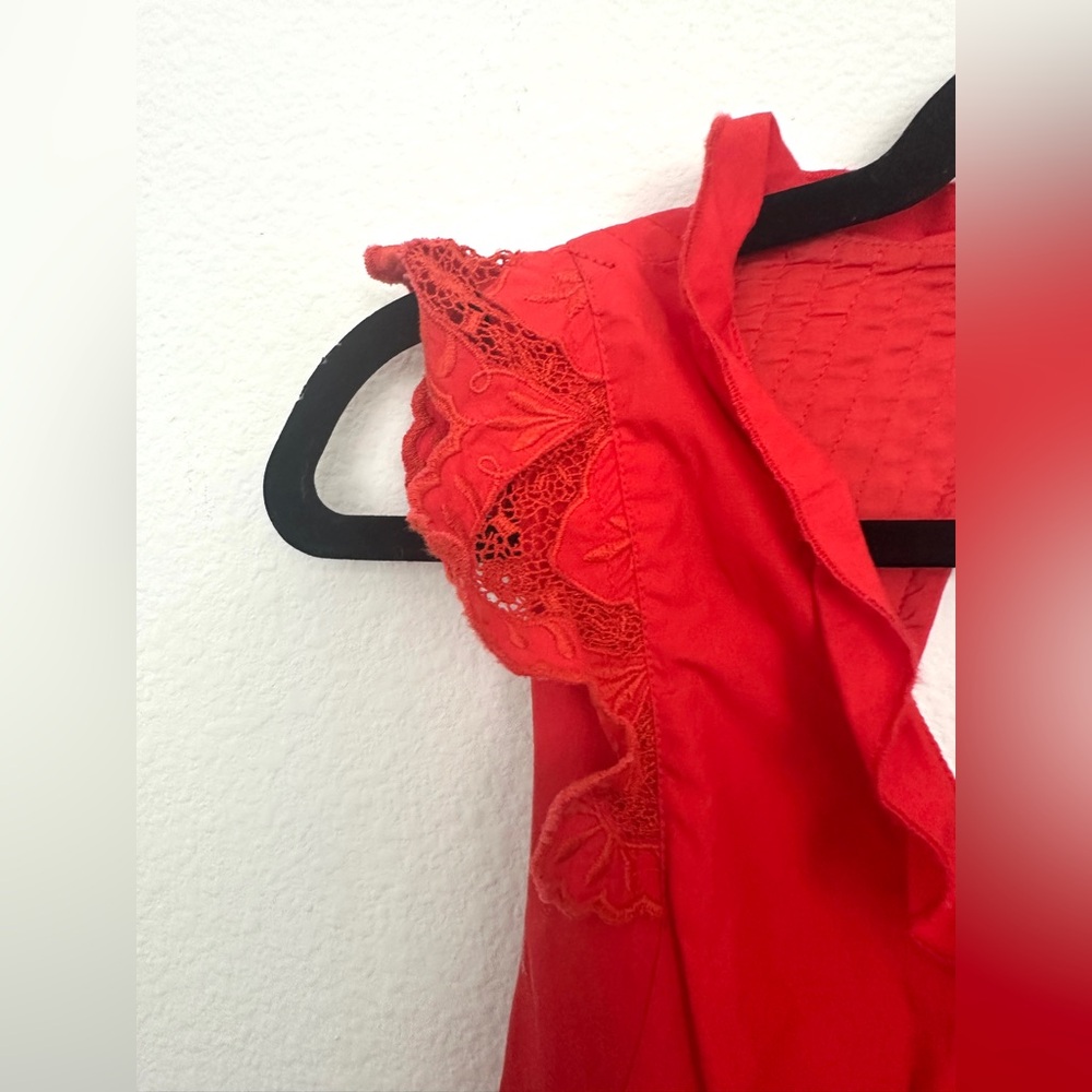 Self-Portrait Broderie Embroidered Lace Red Midi‎ Dress size 6 - Picture 11 of 16
